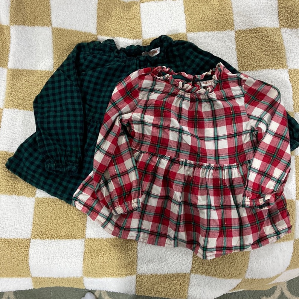 Set of 2 Winter Holiday Christmas Plaid Shirts